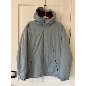 mammut light blue womens primaloft large hooded jacket ski snowboard winter coat